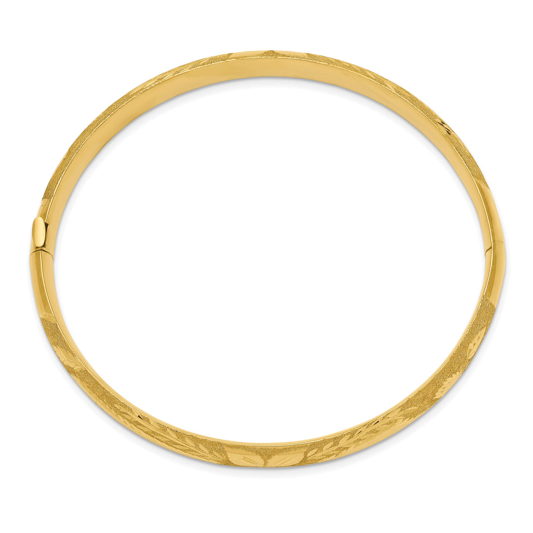 14k 5/16 Oversized Laser-Cut 8.00mm Hinged Oval Bangle Bracelet