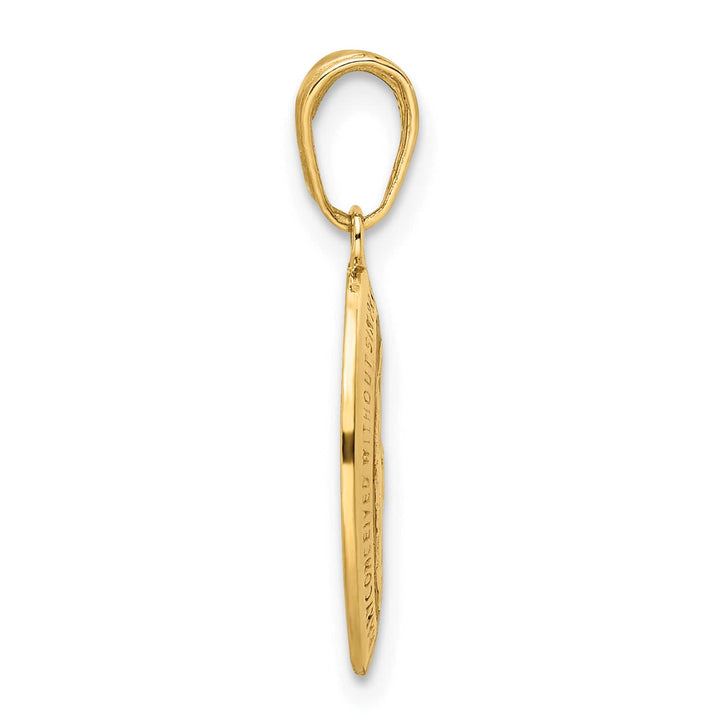 14K Yellow Gold Solid Red Enameled Miraculous Medal Oval Pendant