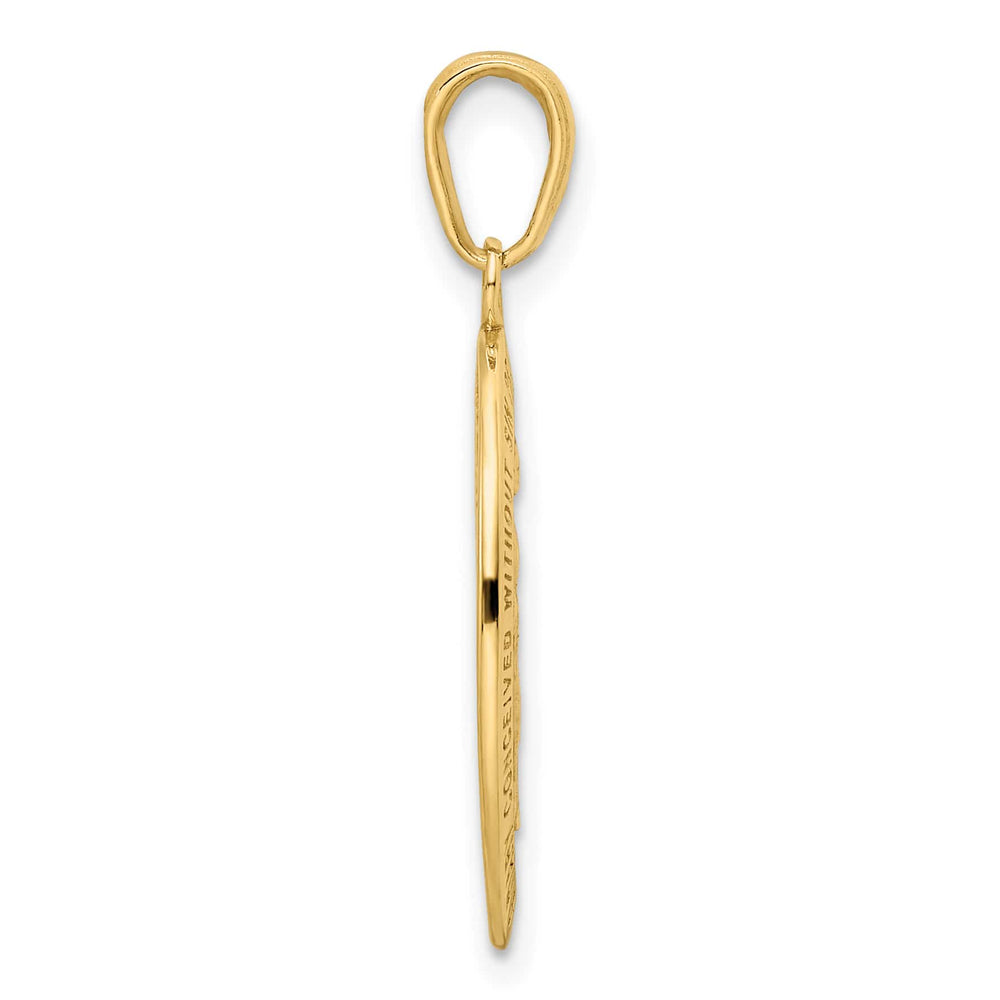 14K Yellow Gold Solid Red Enameled Miraculous Medal Oval Pendant