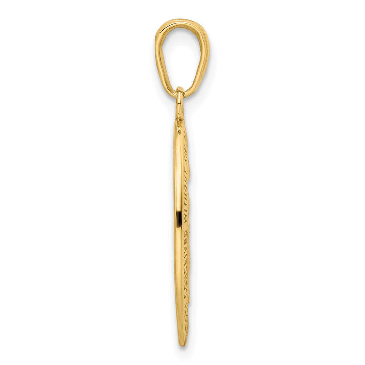 14K Yellow Gold Solid Red Enameled Miraculous Medal Oval Pendant