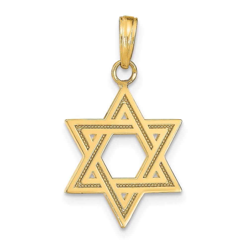 10K Yellow Gold Solid Satin Star of David Charm