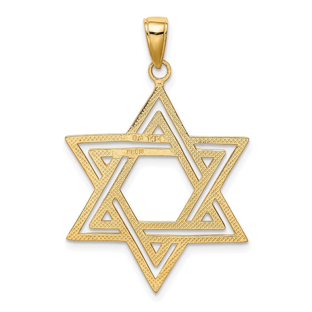 10K Yellow Gold Solid Polished Large Star of David Charm