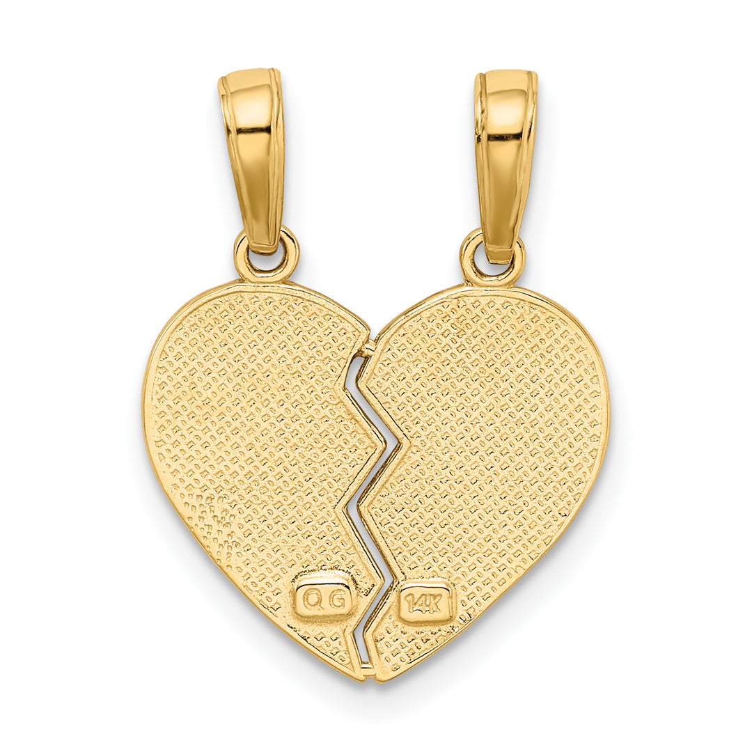 14k Yellow Gold I LOVE YOU Break Apart Heart Charm Pendant