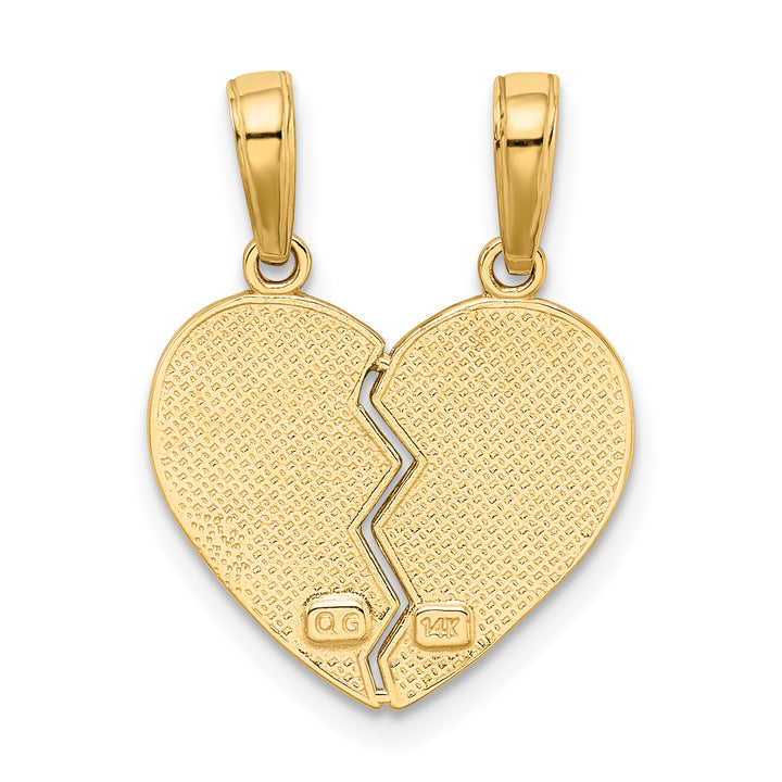 14k Yellow Gold I LOVE YOU Break Apart Heart Charm Pendant