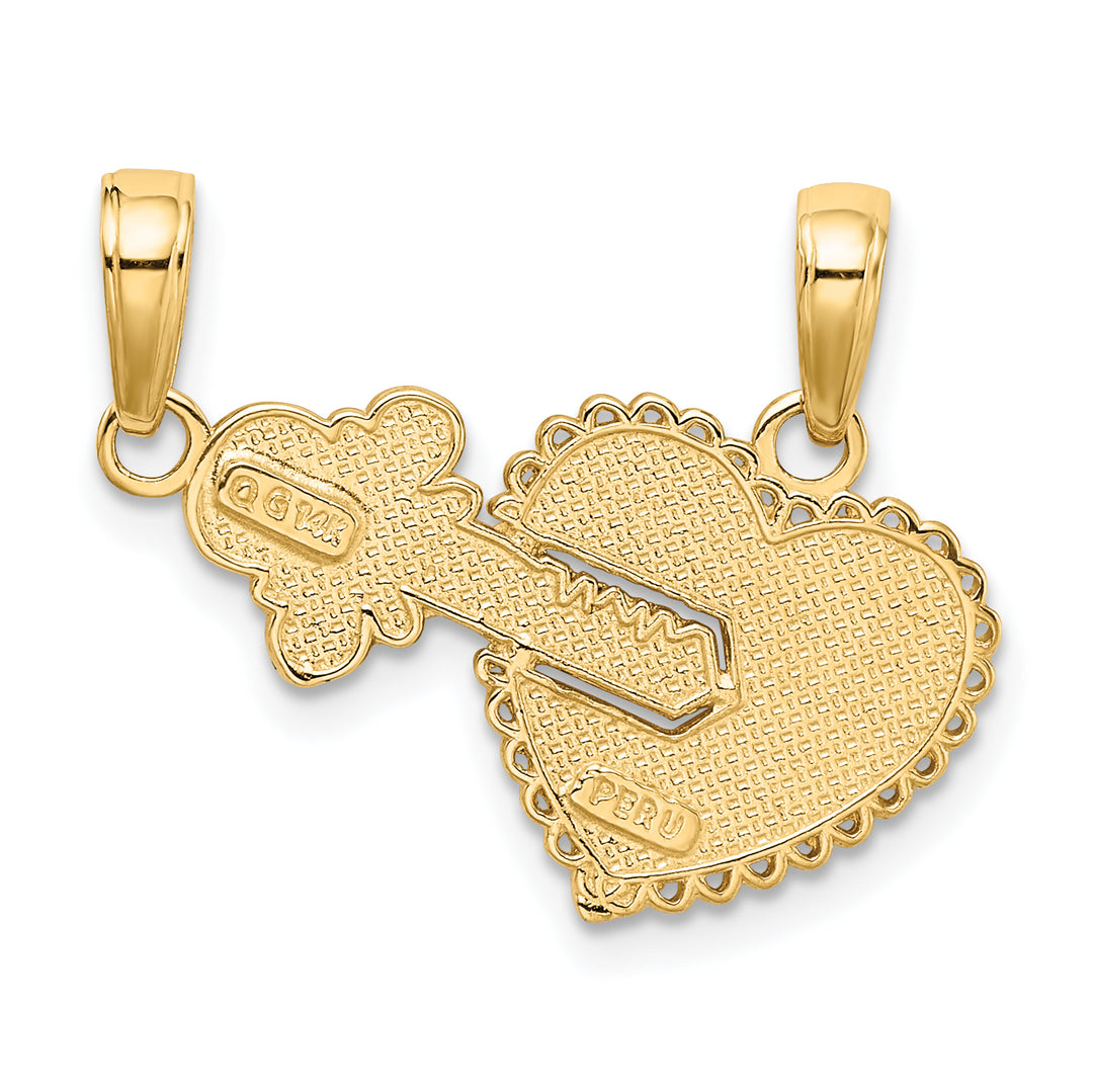 14k Yellow Gold Polished Break-Apart Charm Pendant - 'He Who Holds the Key' 2-Piece Set