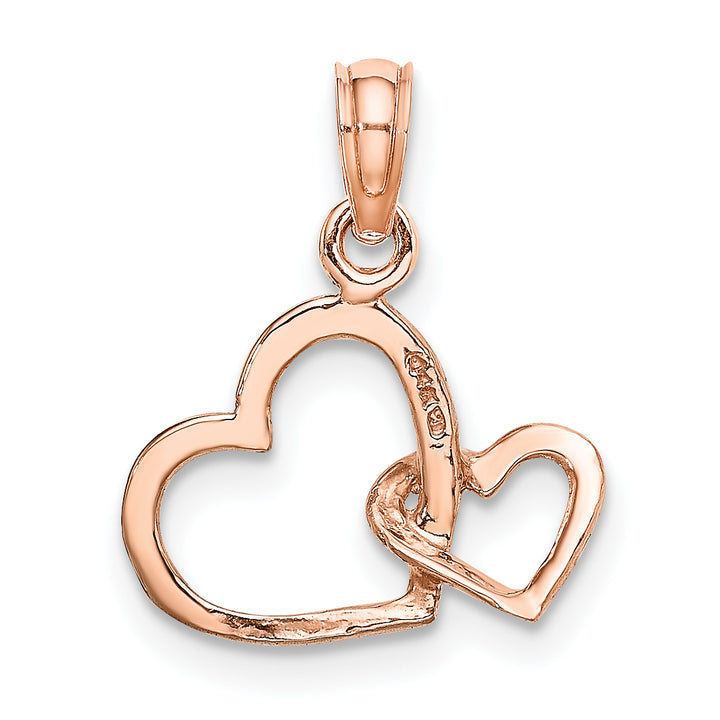 14K Rose Polished Intertwined Double Heart Pendant