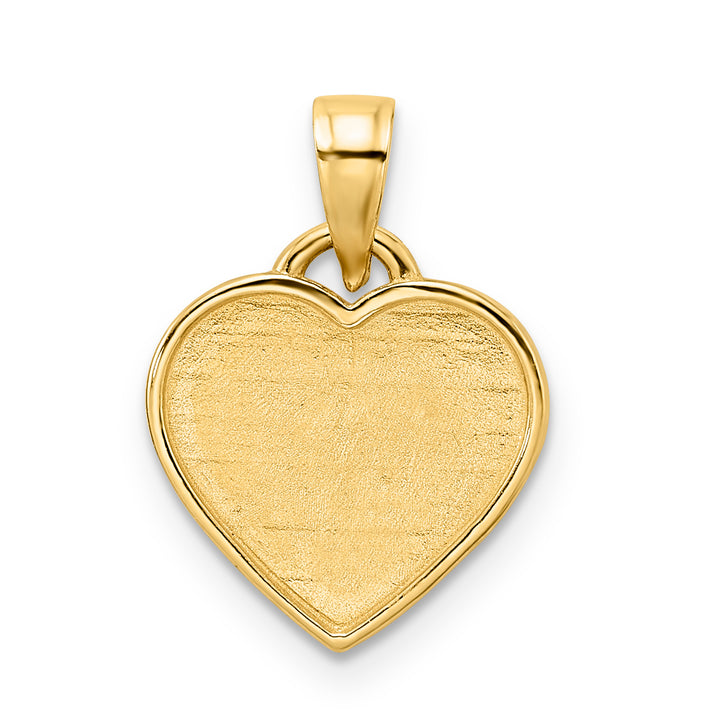 14k Yellow Gold White Rhodium D.C Border Heart Pendant