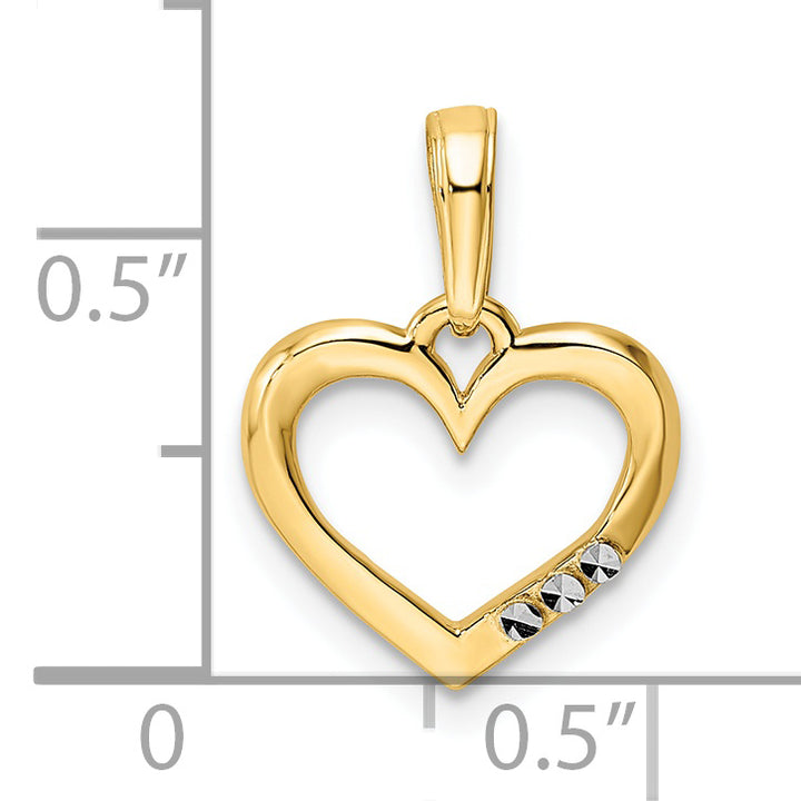 14k Yellow Gold and White Rhodium D.C Heart Pendant