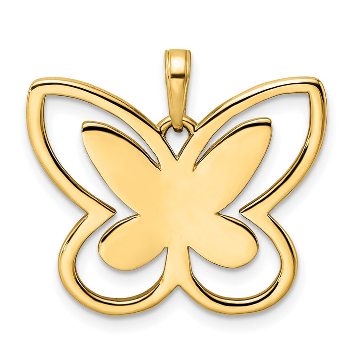14k Yellow, White Gold D.C Finish Butterfly Pendant