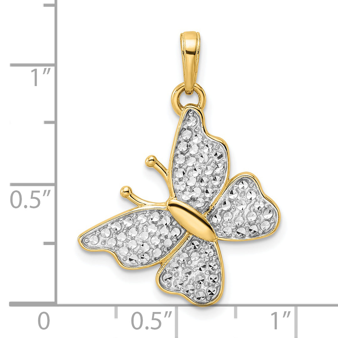 14k Yellow, White Gold D.C Fancy Butterfly Pendant