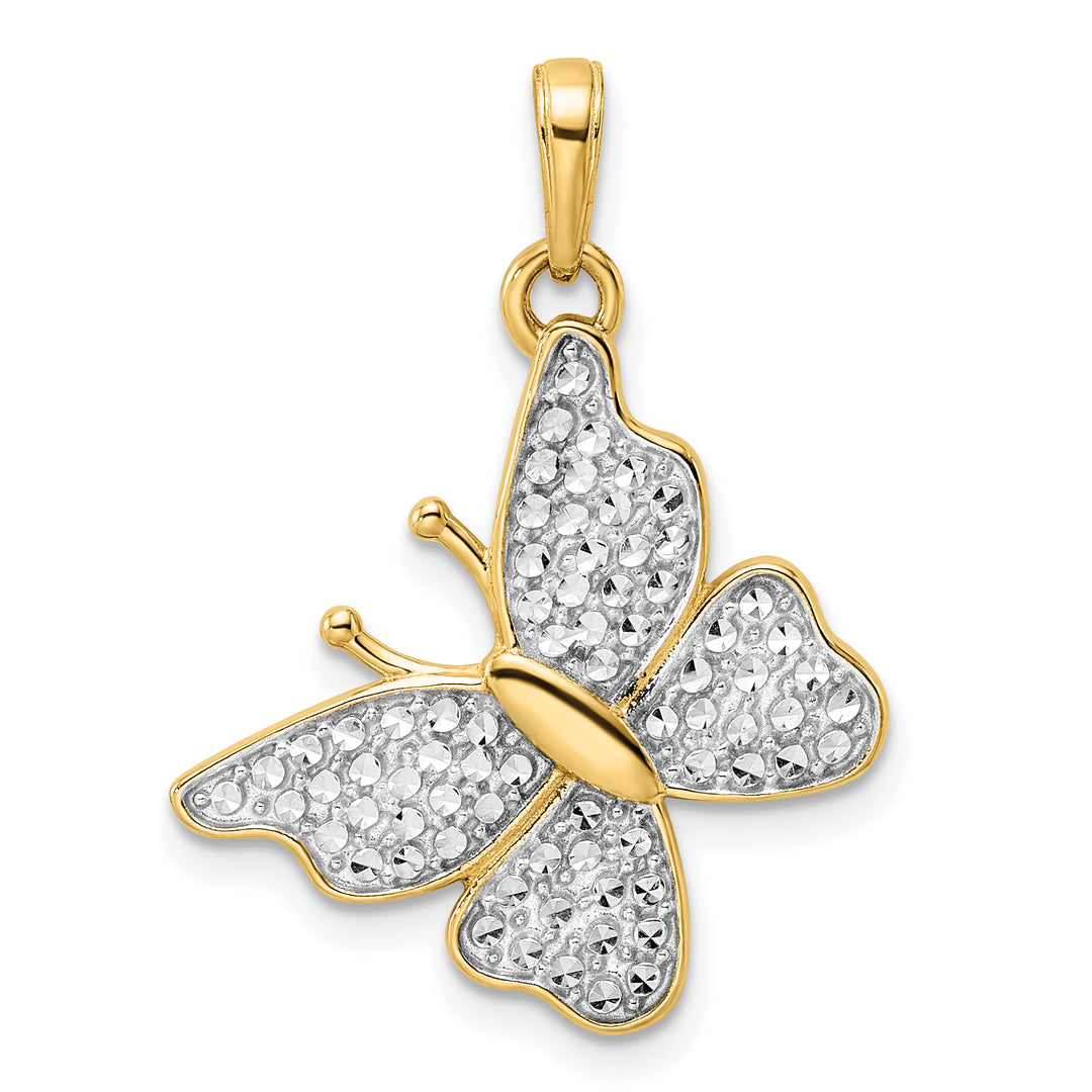 14k Yellow, White Gold D.C Fancy Butterfly Pendant