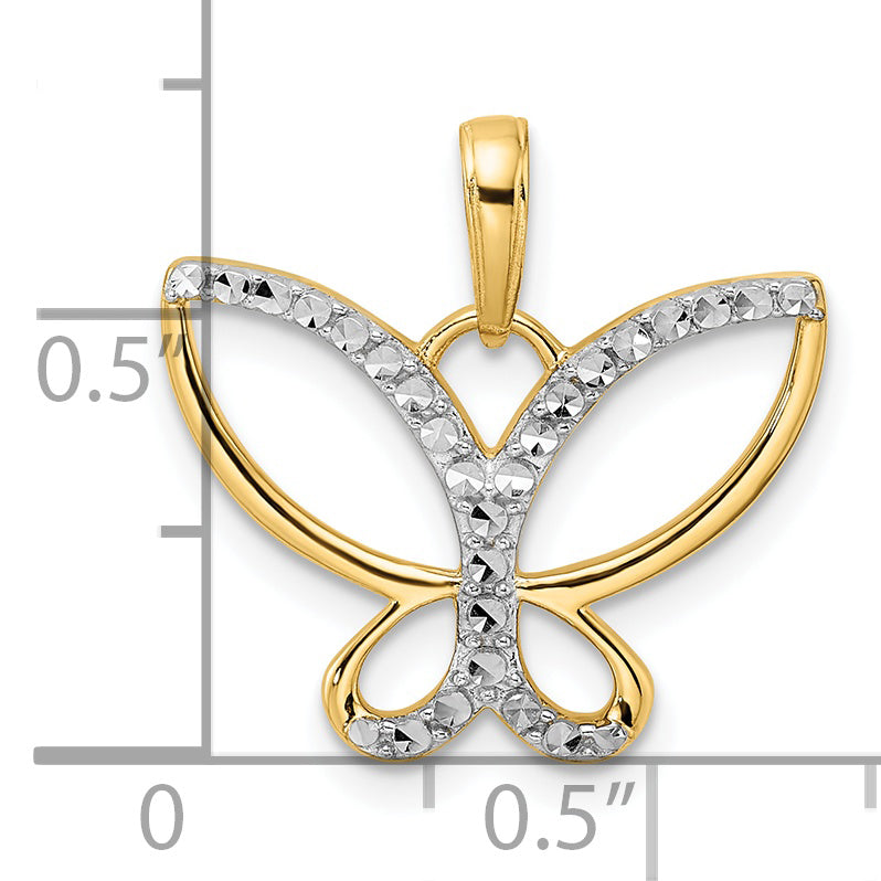 14k Yellow,White Gold D.C Butterfly Charm Pendant