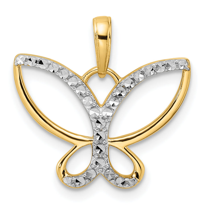 14k Yellow,White Gold D.C Butterfly Charm Pendant