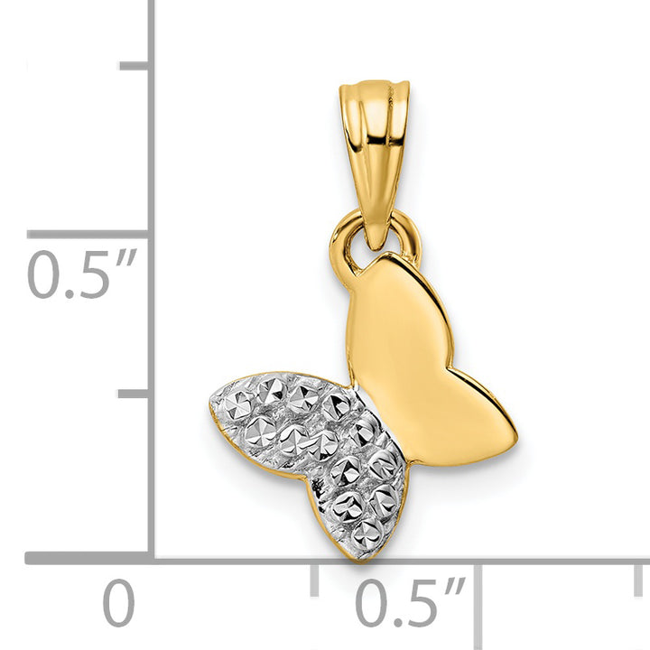 14k Yellow, White Gold Half D.C Design Butterfly Pendant