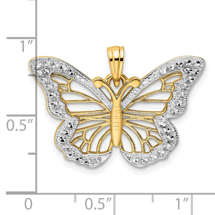 14k Yellow, White Gold D.C Butterfly Design Pendant