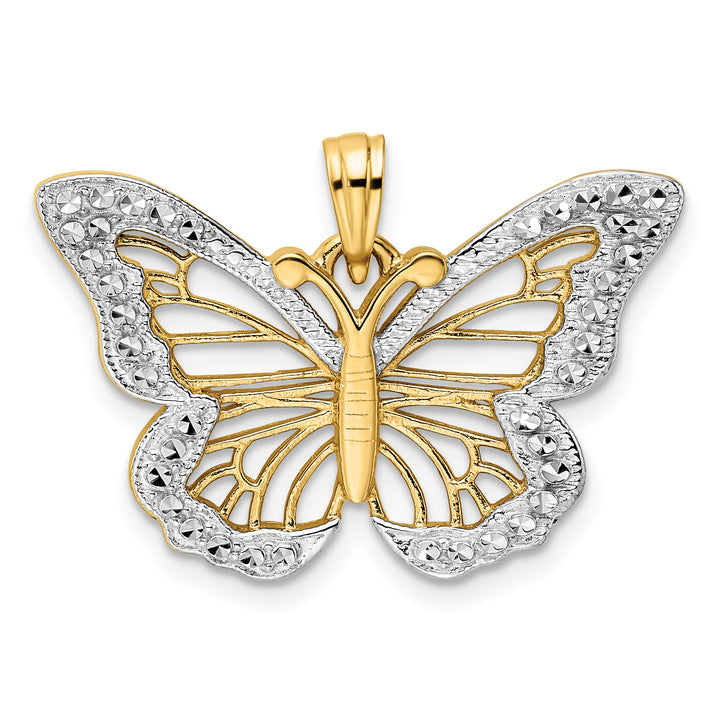 14k Yellow, White Gold D.C Butterfly Design Pendant