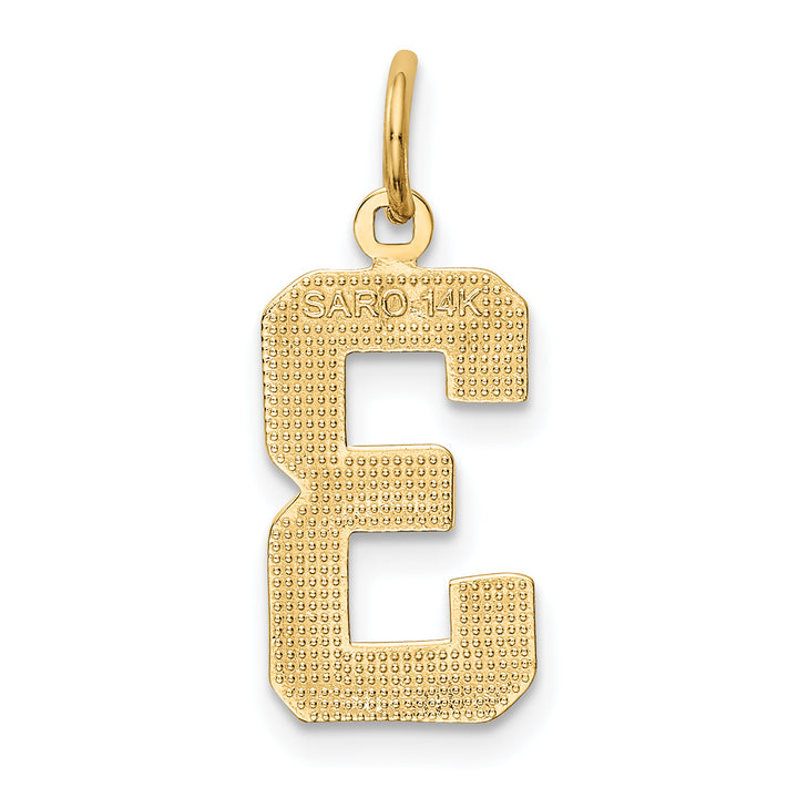 14k Yellow Gold Medium Polished Number 3 Charm