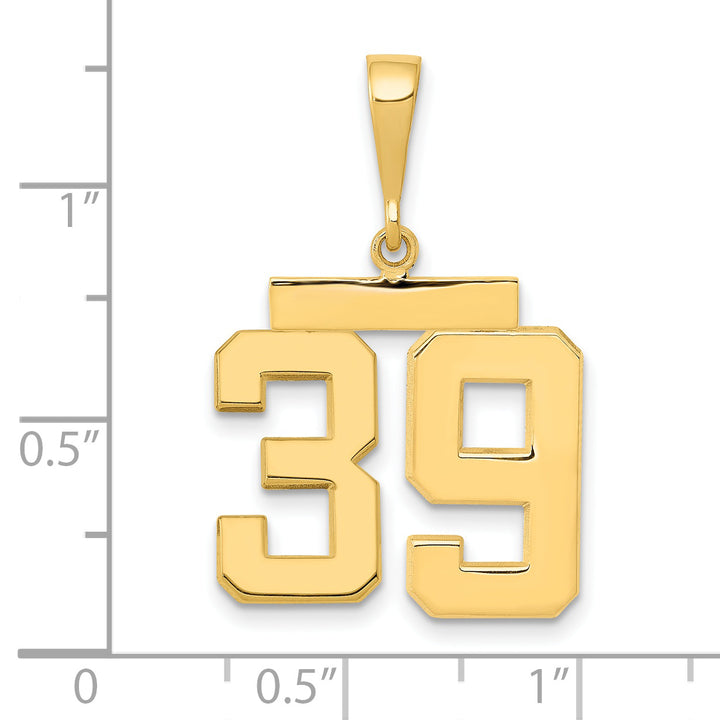 14k Yellow Gold Medium Polished Number 39 Charm