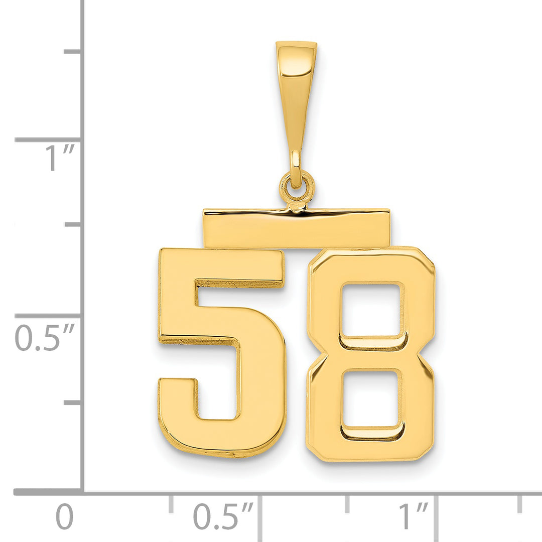 14k Yellow Gold Medium Polished Number 58 Charm