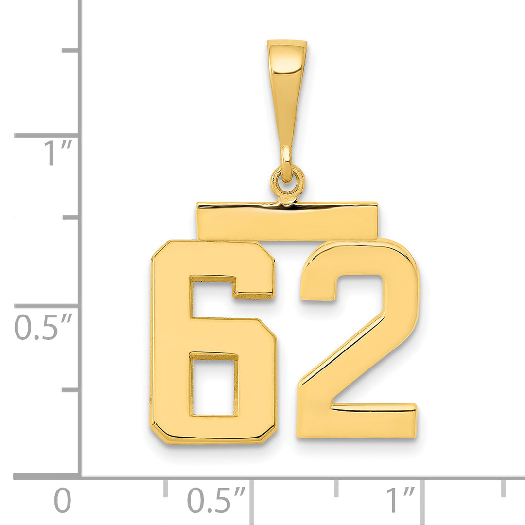 14k Yellow Gold Medium Polished Number 62 Charm