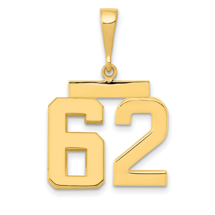 14k Yellow Gold Medium Polished Number 62 Charm