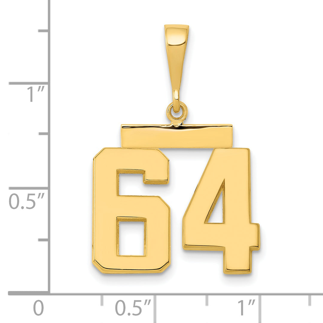 14k Yellow Gold Medium Polished Number 64 Charm