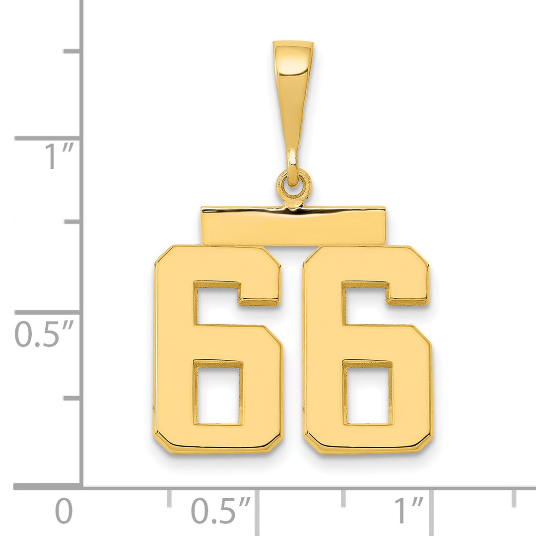 14k Yellow Gold Medium Polished Number 66 Charm