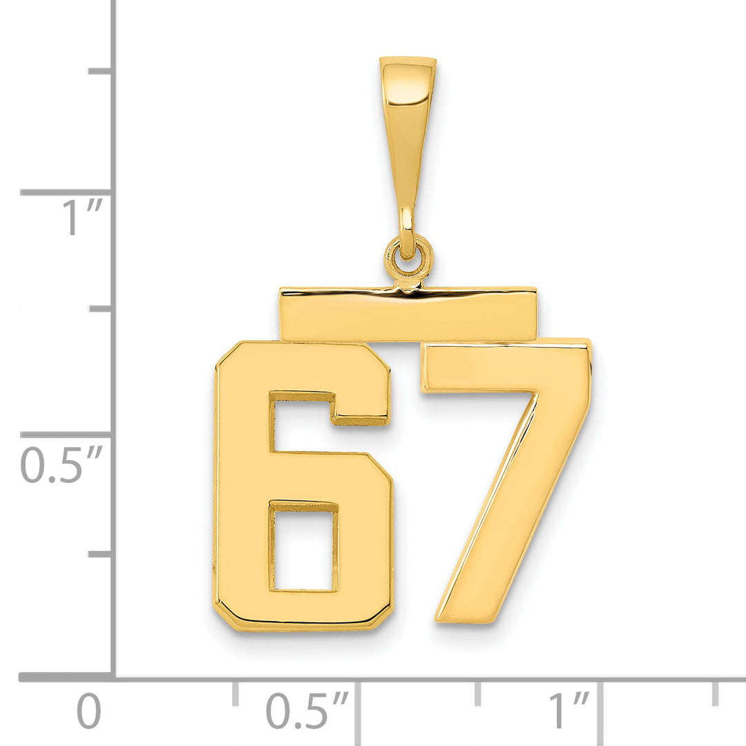 14k Yellow Gold Medium Polished Number 67 Charm