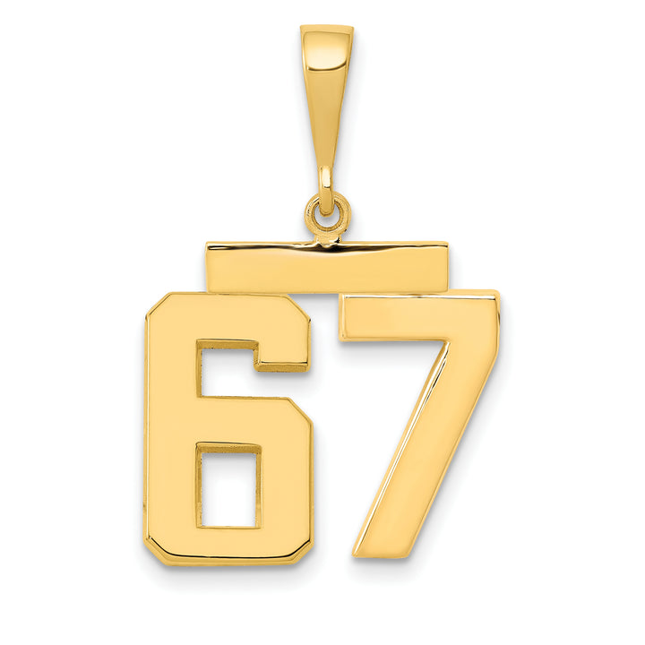 14k Yellow Gold Medium Polished Number 67 Charm