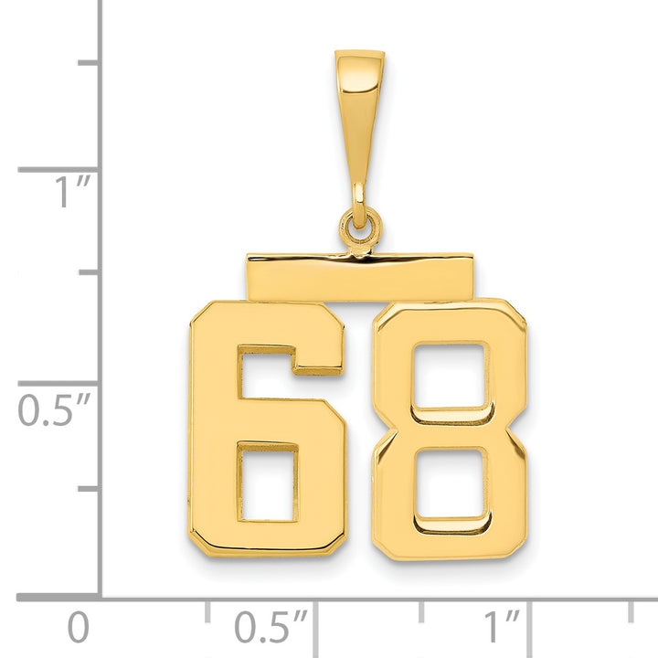 14k Yellow Gold Medium Polished Number 68 Charm