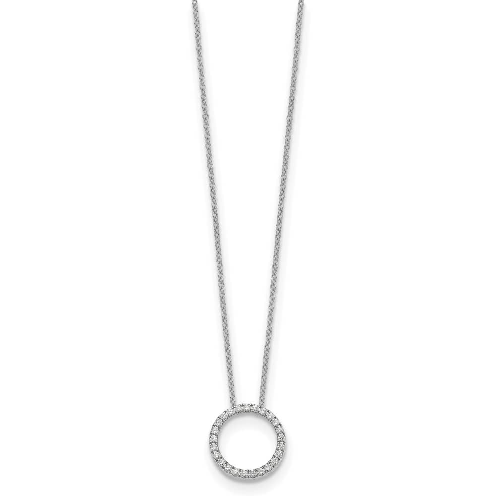 14K White Gold 1/4 carat Diamond Circle 25 Stone 18 inch Necklace