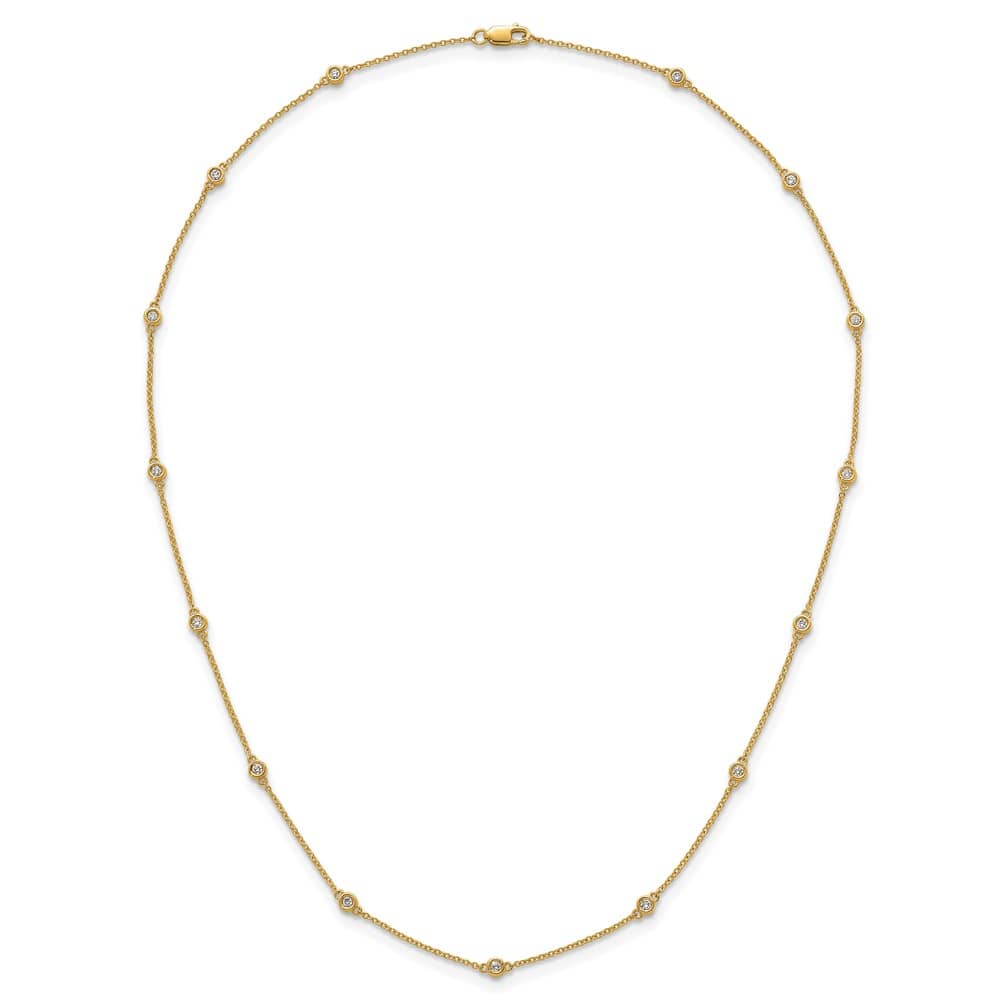 14K Yellow Gold 3/8 carat Diamond Chain 15-Station 18 inch Necklace