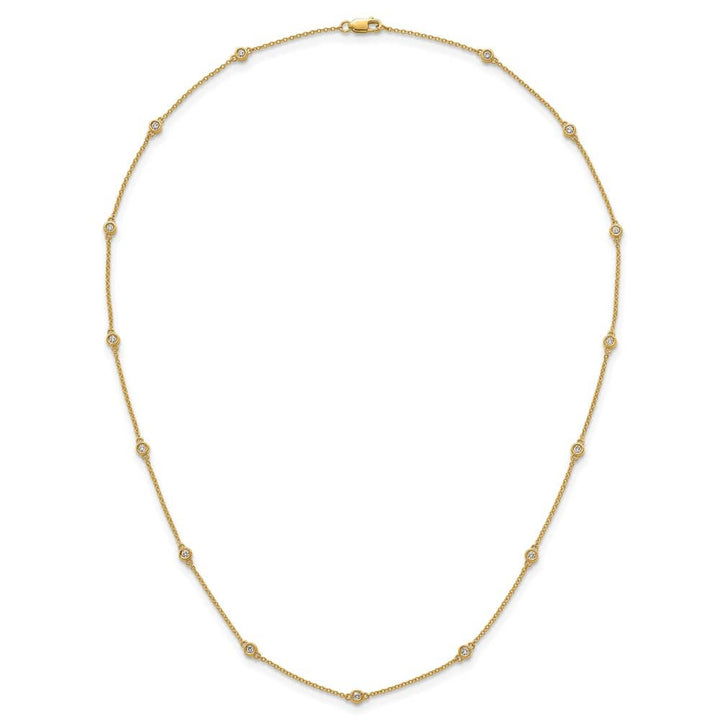 14K Yellow Gold 3/8 carat Diamond Chain 15-Station 18 inch Necklace
