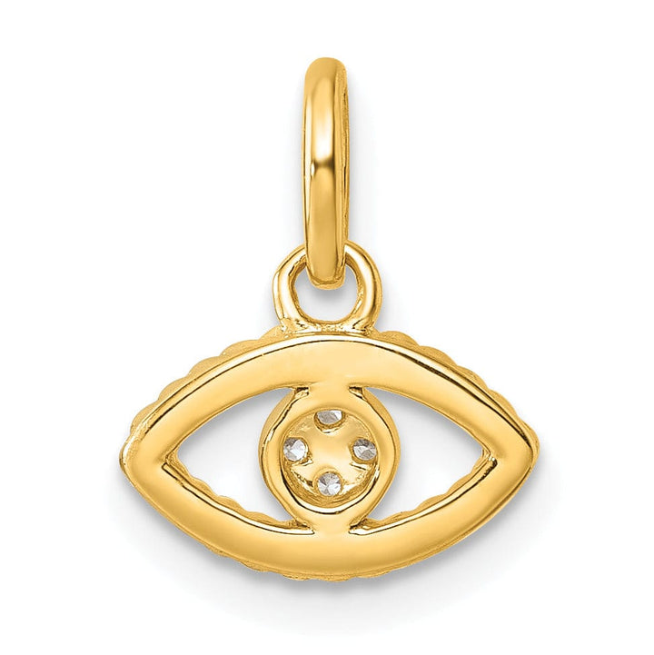 14K Yellow Gold Diamond Twisted Design Edge Evil Eye Pendant