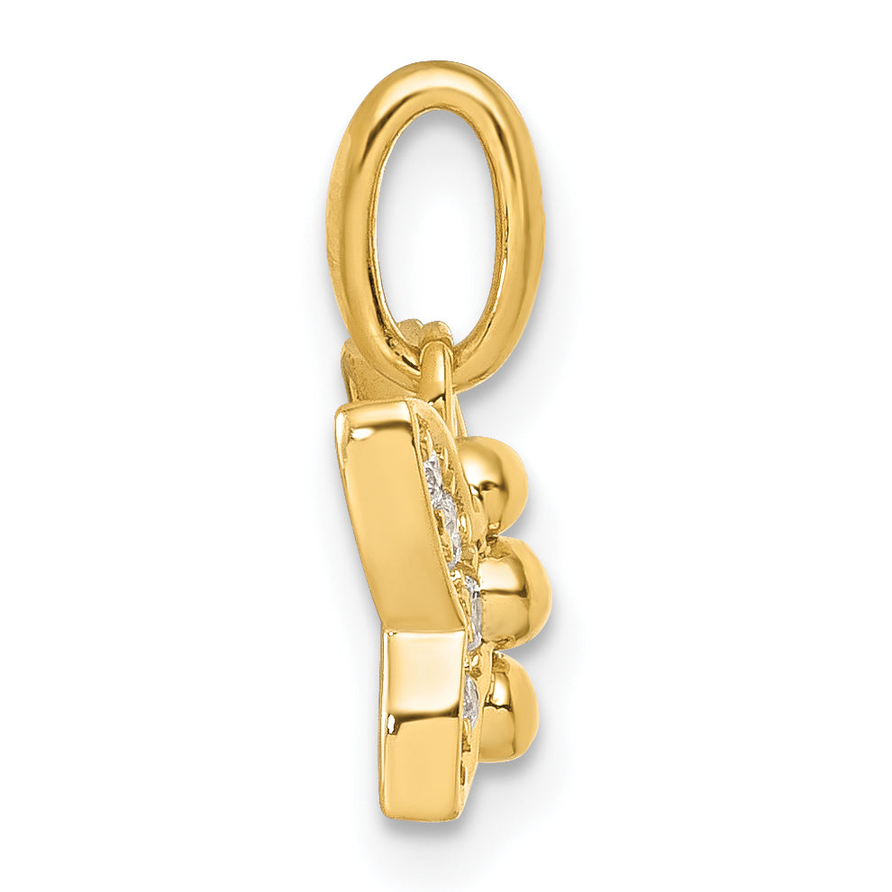 14K Yellow Gold Polished Diamond Butterfly Pendant