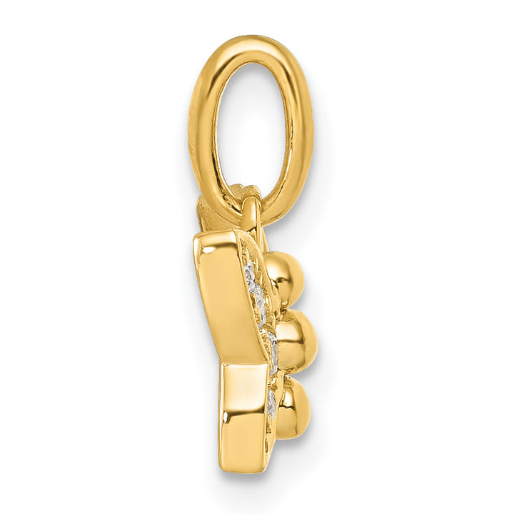 14K Yellow Gold Polished Diamond Butterfly Pendant