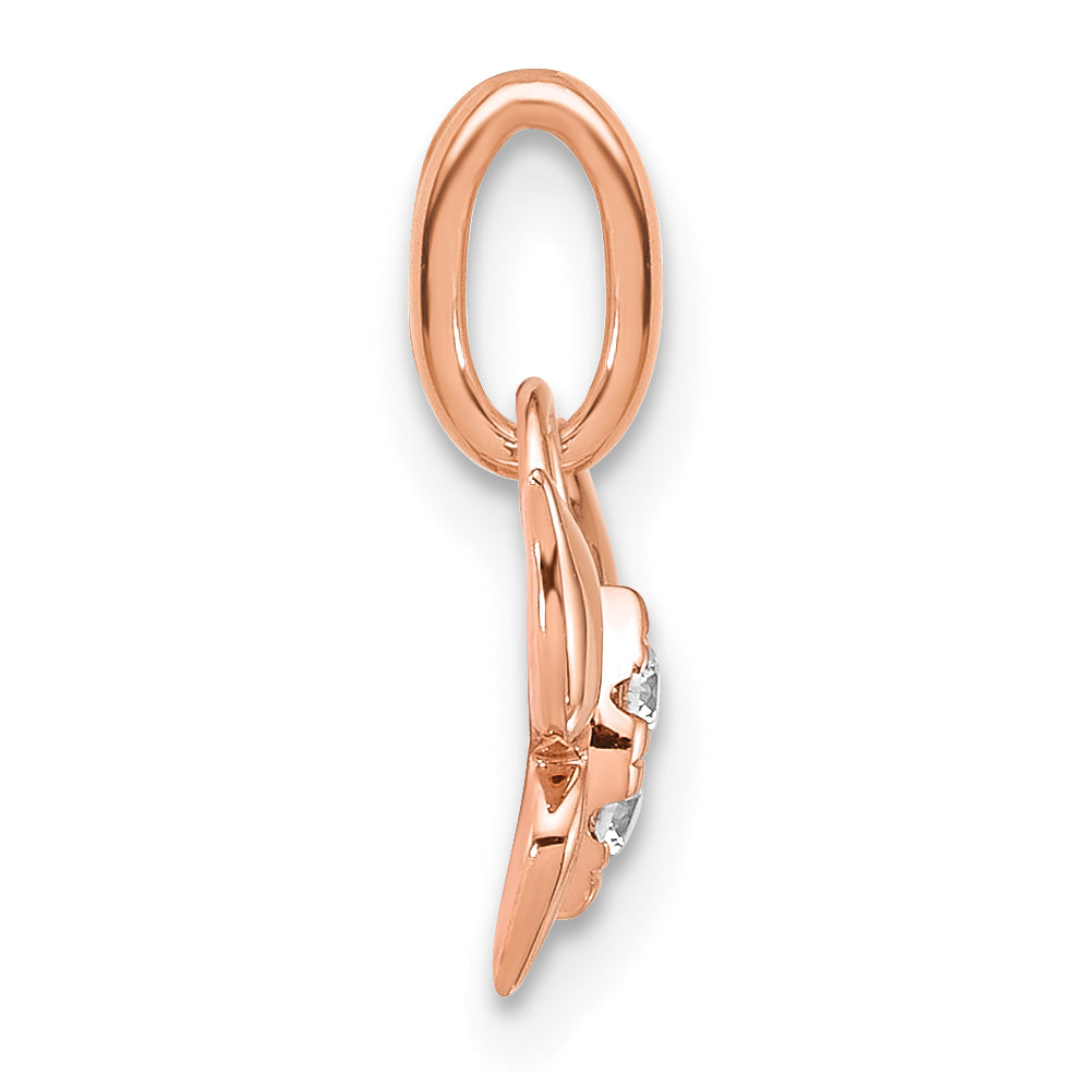 14K Rose Gold Polished Finish Diamond Butterfly Charm