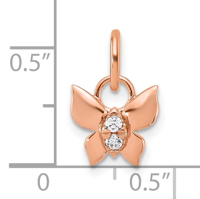 14K Rose Gold Polished Finish Diamond Butterfly Charm