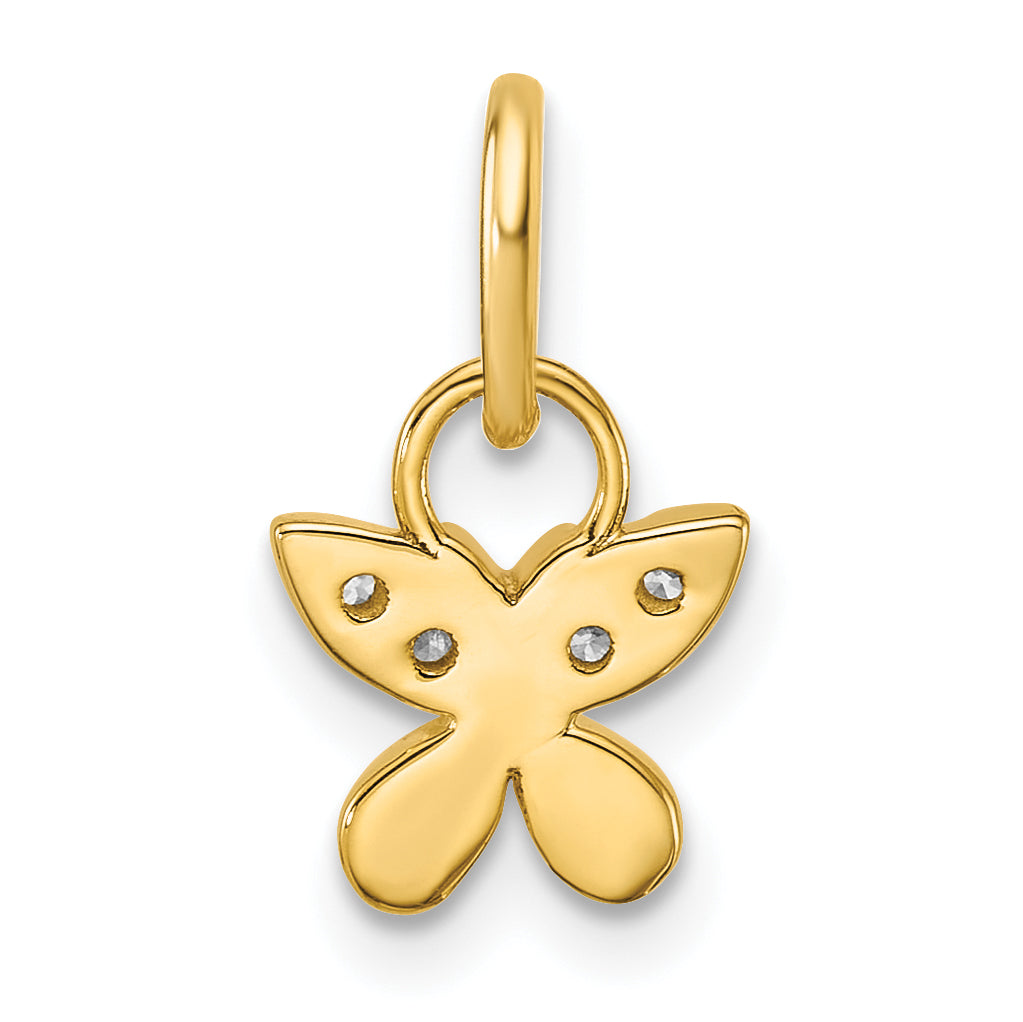 14K Yellow Gold Polished Finish Diamond Butterfly Charm