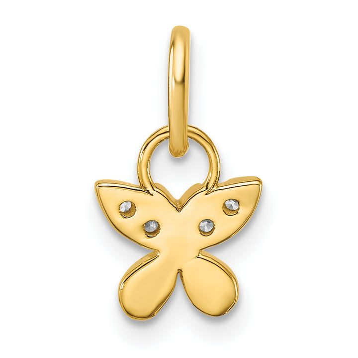 14K Yellow Gold Polished Finish Diamond Butterfly Charm