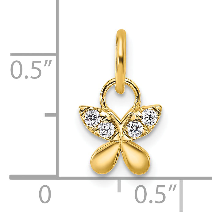 14K Yellow Gold Polished Finish Diamond Butterfly Charm