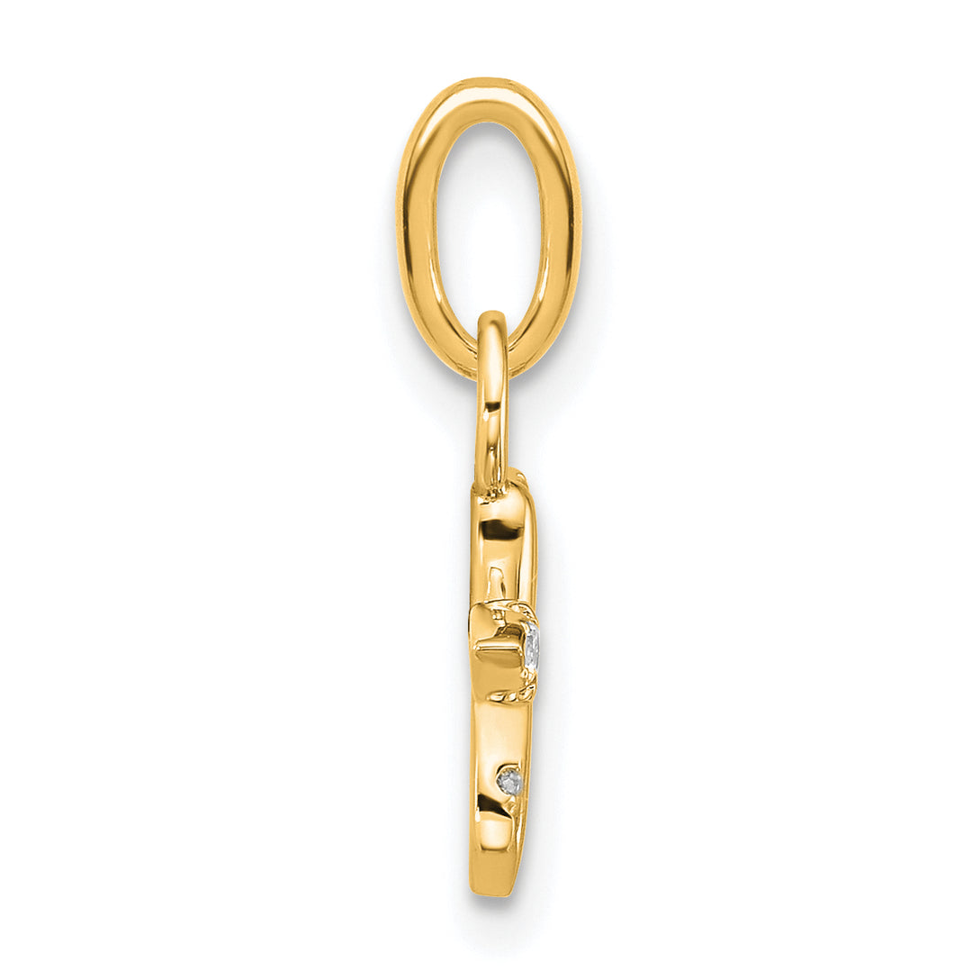 14K Yellow Gold Polished Finish Diamond Dragonfly Charm Pendant