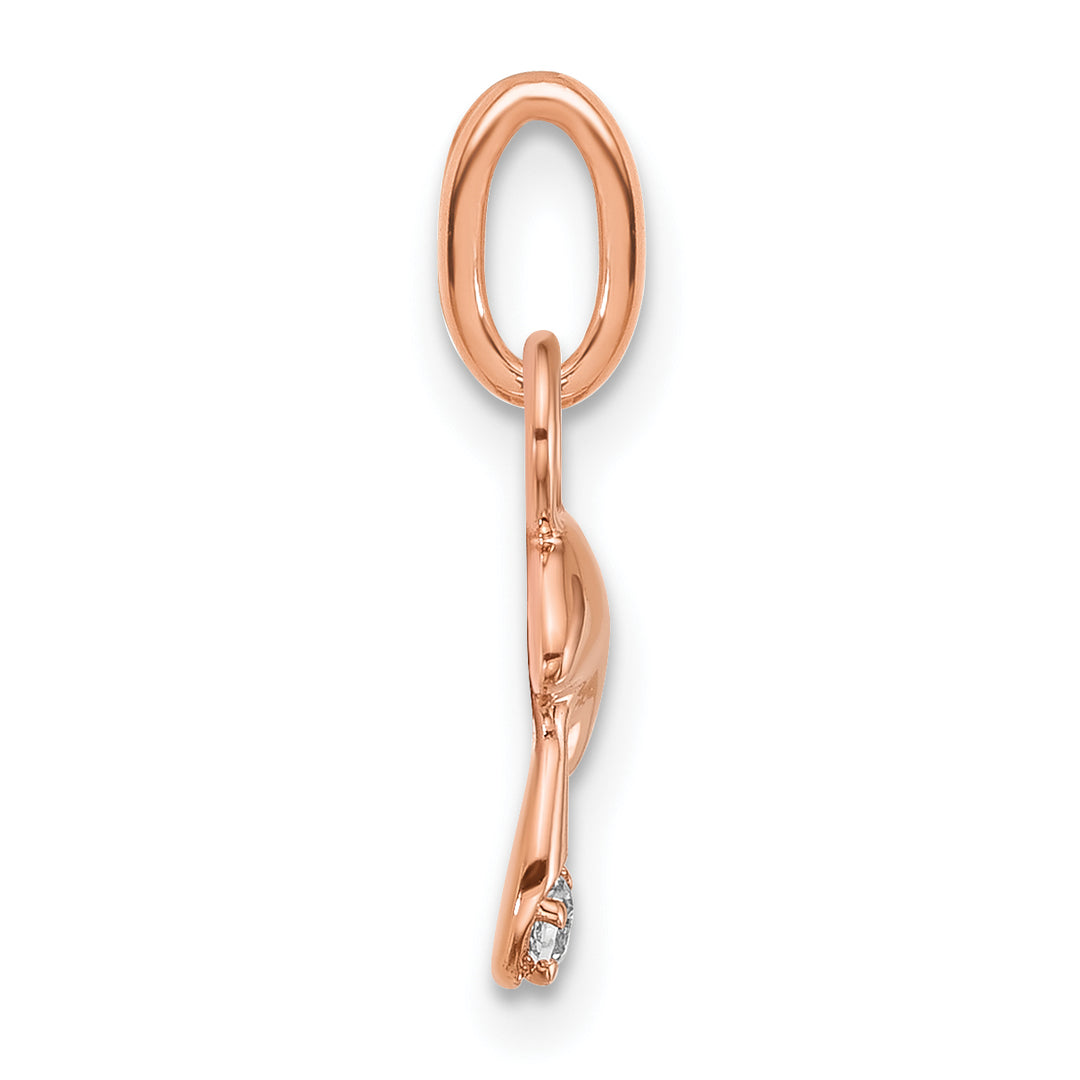 14K Rose Gold Polished Diamond Mushroom Charm Pendant