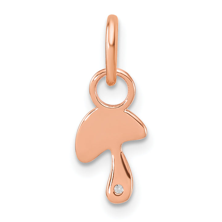14K Rose Gold Polished Diamond Mushroom Charm Pendant
