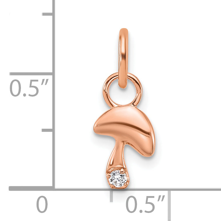 14K Rose Gold Polished Diamond Mushroom Charm Pendant