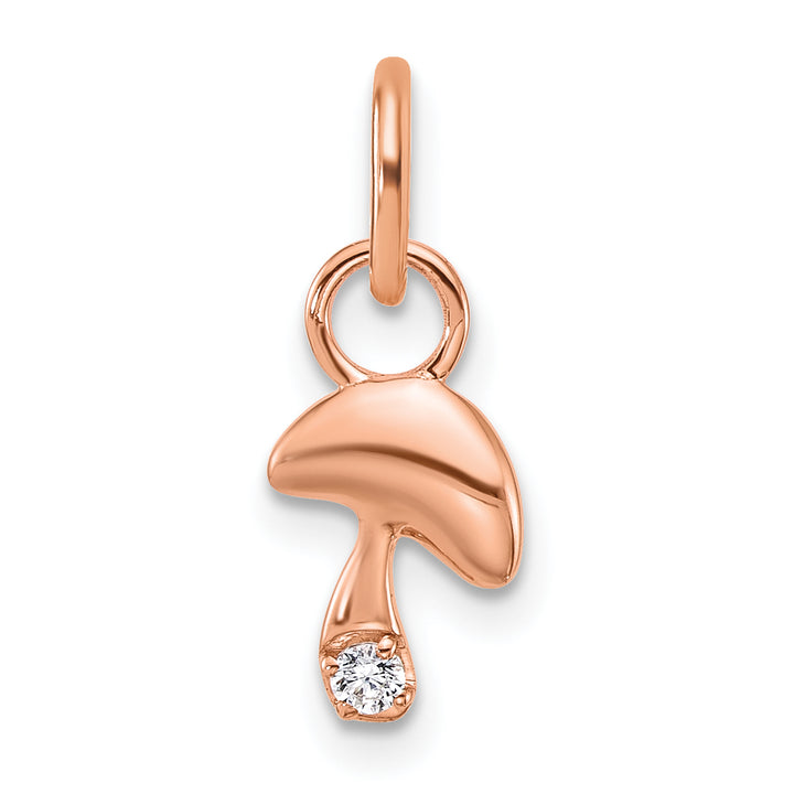 14K Rose Gold Polished Diamond Mushroom Charm Pendant