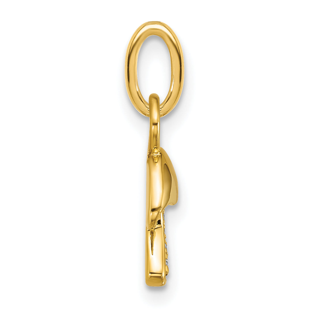 14K Yellow Gold Diamond Mushroom Charm Pendant