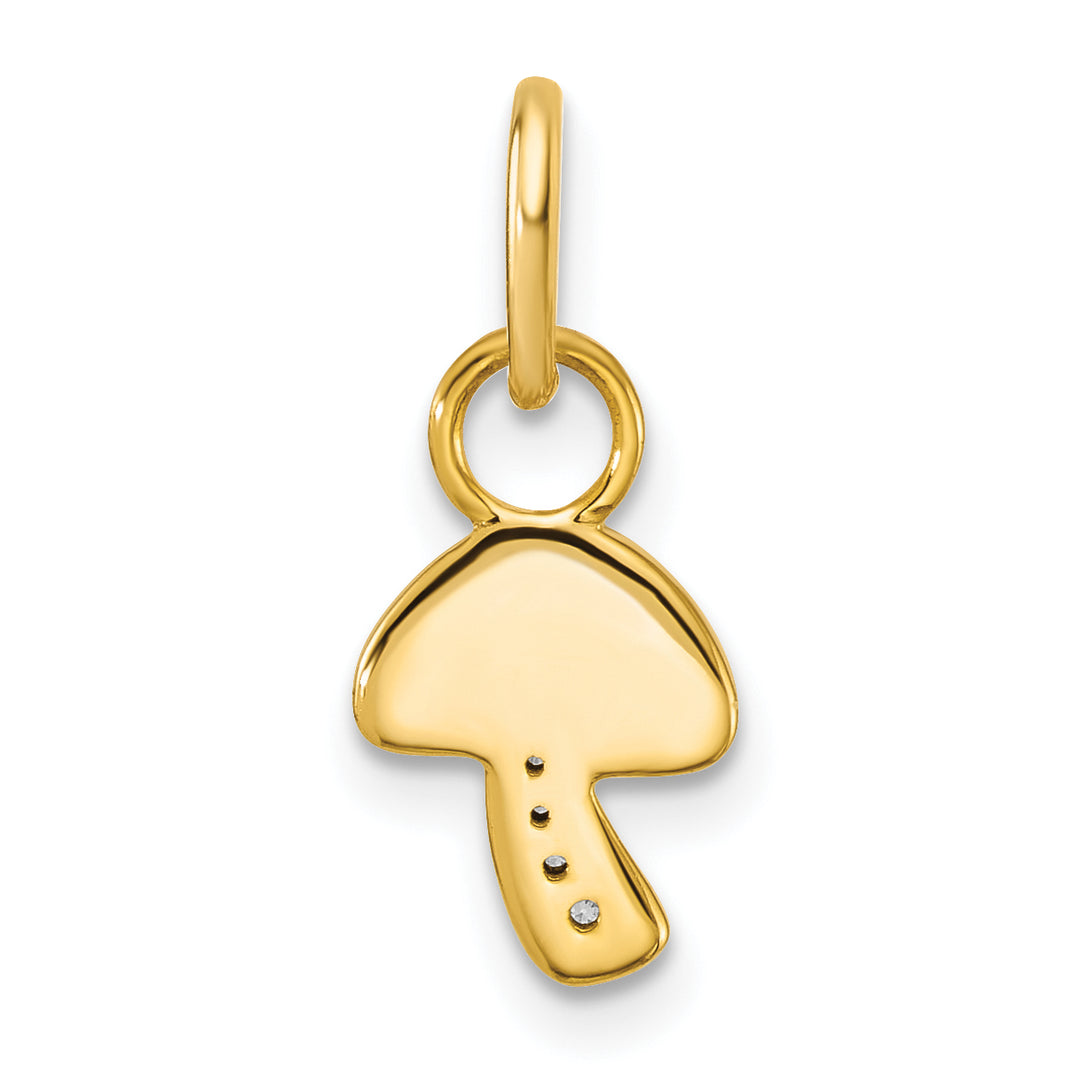14K Yellow Gold Diamond Mushroom Charm Pendant