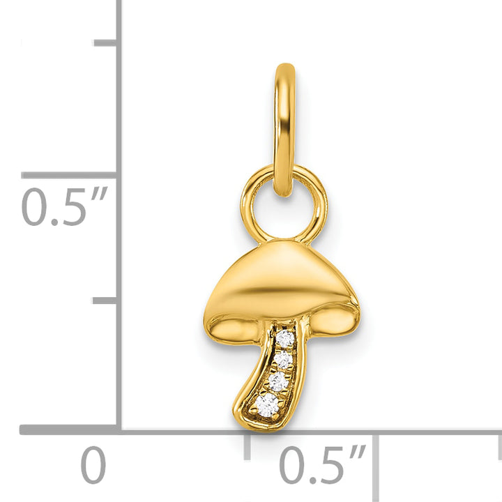 14K Yellow Gold Diamond Mushroom Charm Pendant