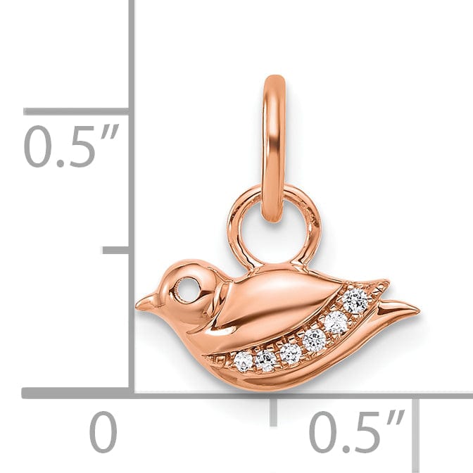 14K Rose Gold Polished Finish Diamond Bird Pendant